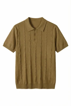 Cable Knit Polo Shirt Cancoli Cream