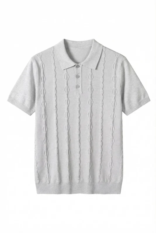 Cable Knit Polo Shirt Moca Moss