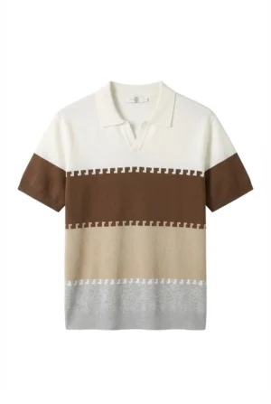 Colour-Block Knit Polo Cancoli Cream