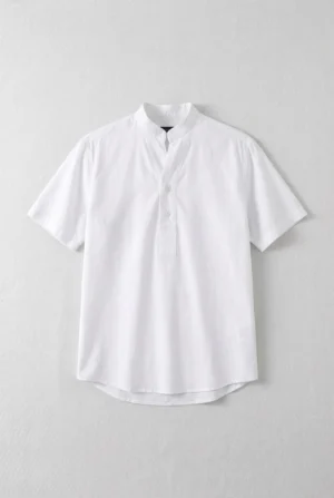Henley Neck Popover Shirt White