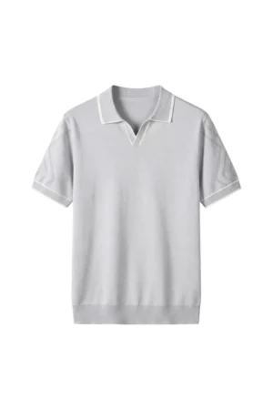 Open Collar Knit Polo Off-White
