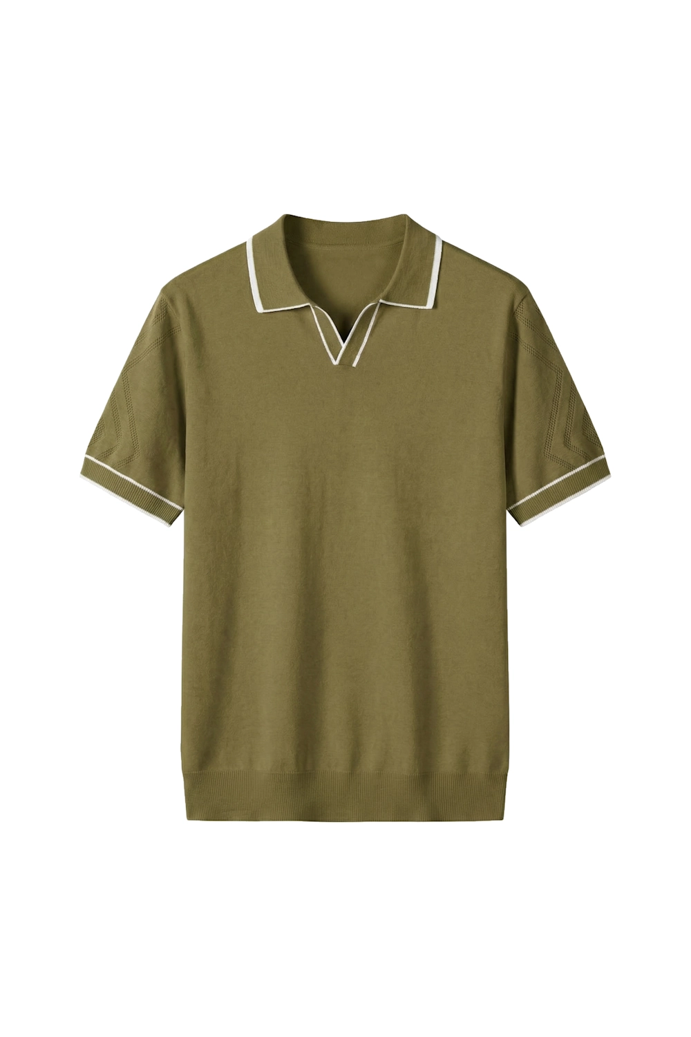 Open Collar Knit Polo Olive Open Collar Knit Polo Olive