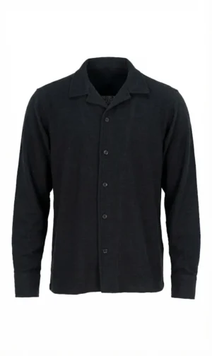 Slub Jersey Camp Collar Shirt Black