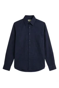 Slub Texture Casual Shirt Navy