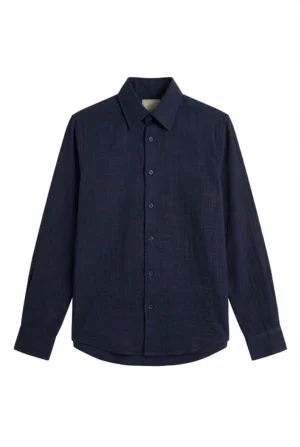 Slub Texture Casual Shirt Navy