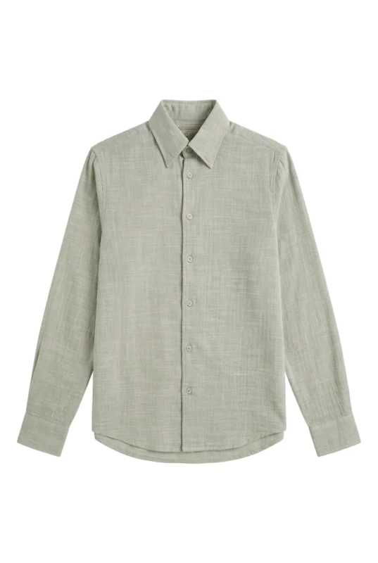 Slub Texture Casual Shirt Warm Grey