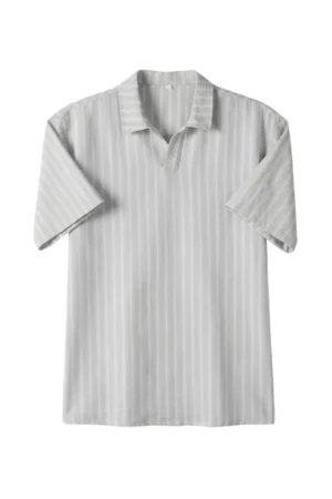 Striped Open Collar Camp Shirt Breeze