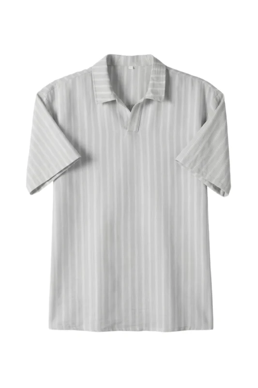 Striped Open Collar Camp Shirt Breeze