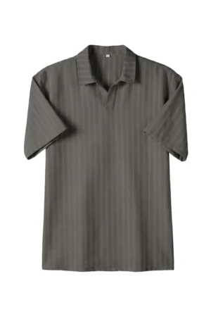 Striped Open Collar Camp Shirt Dune