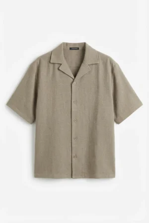 Textured Camp Collar Shirt Dune