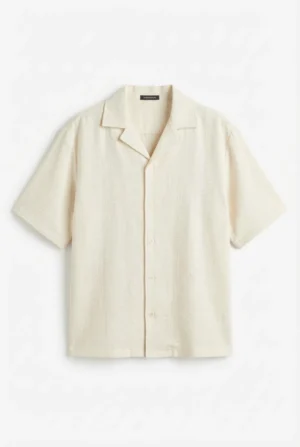 Textured Camp Collar Shirt Off-White