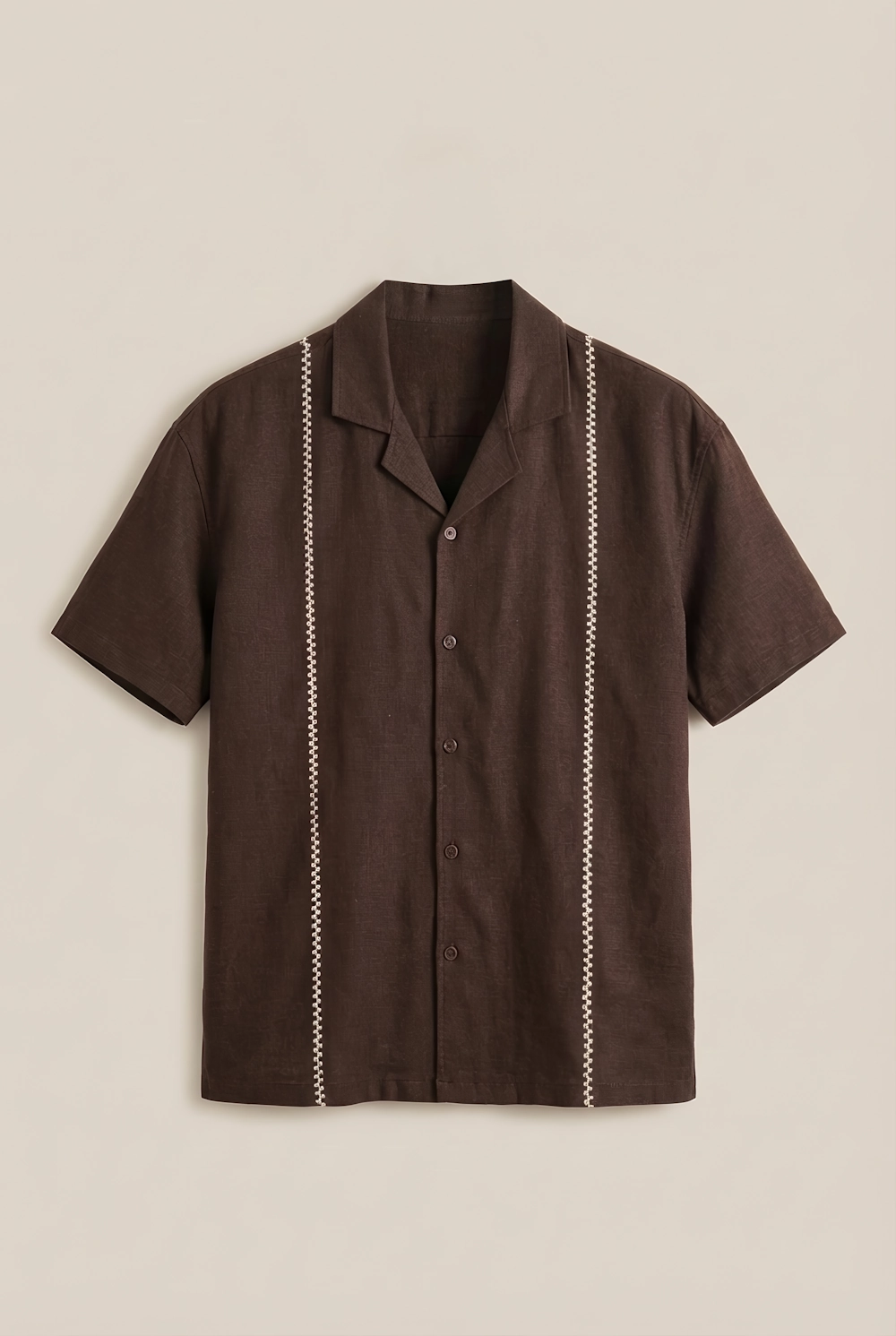 Zigzag Stitch Camp Shirt Brown Zigzag Stitch Camp Shirt Brown