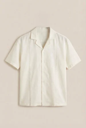 Zigzag Stitch Camp Shirt Cancoli Cream