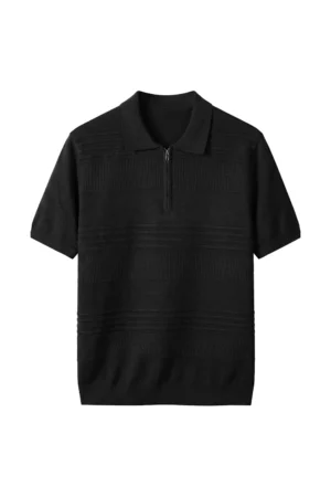 Zip Polo Knit Shirt Black