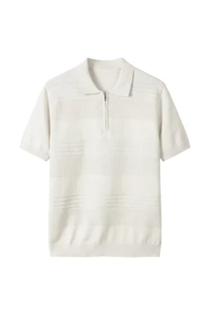 Zip Polo Knit Shirt Cancoli Cream