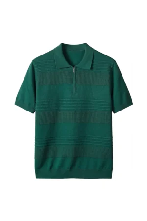 Zip Polo Knit Shirt Dark Teal