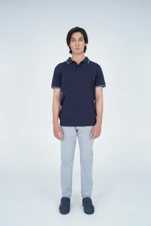 Everyday Micro Pique Polo Shirt Navy Model 1