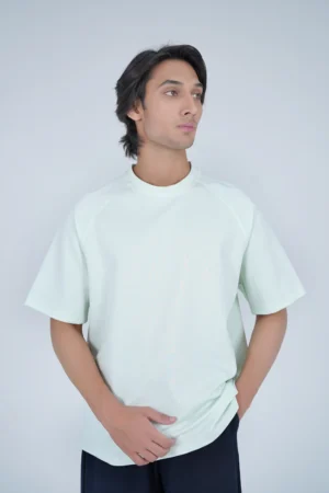 Oversized Raglan T Shirt Aqua Model 1