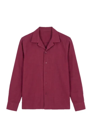 Slub Jersey Camp Collar Shirt Burgundy