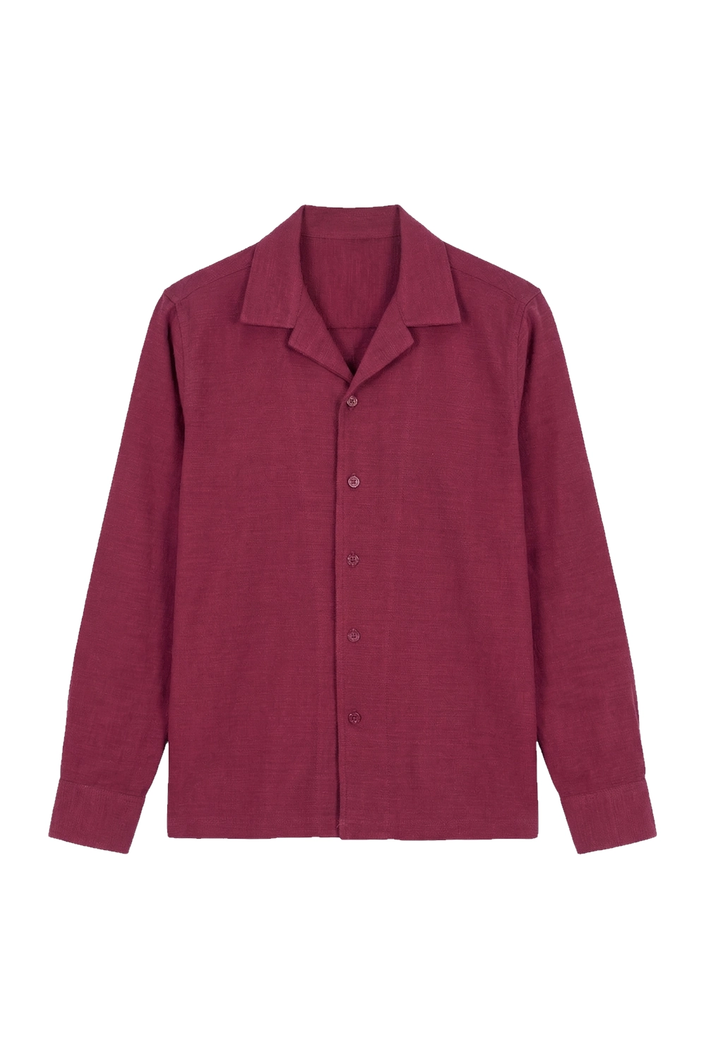 Slub Jersey Camp Collar Shirt Burgundy Slub Jersey Camp Collar Shirt Burgundy